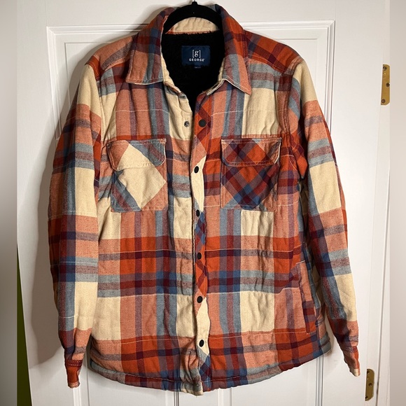 HEDGE - Mens Sherpa-Lined Plaid Shacket main image 1